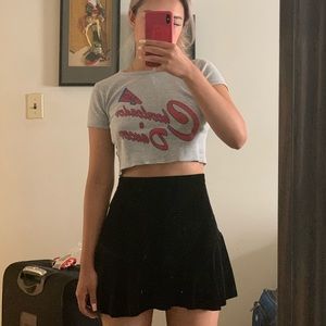 black velvet mini skirt from urban outfitters.